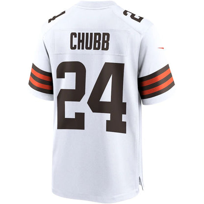 C.Browns #24 Nick Chubb White Game Jersey Stitched American Football Jerseys - Main View