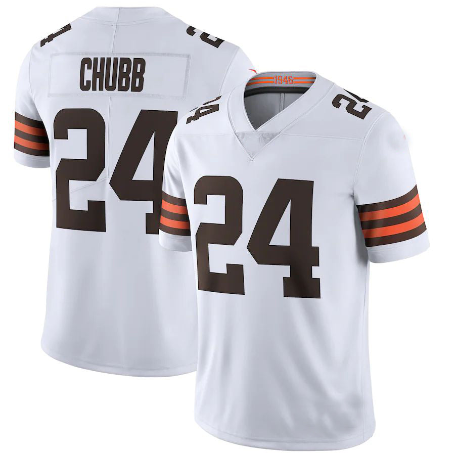 C.Browns #24 Nick Chubb White Vapor Limited Jersey Stitched American Football Jerseys - Main View