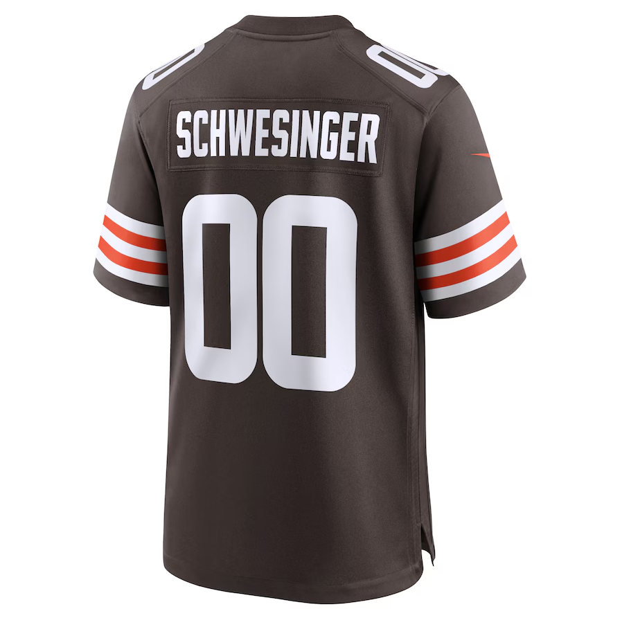 C.Browns #00 Carson Schwesinger Brown 2025 Draft Game Jersey Stitched American Football Jerseys - Main View