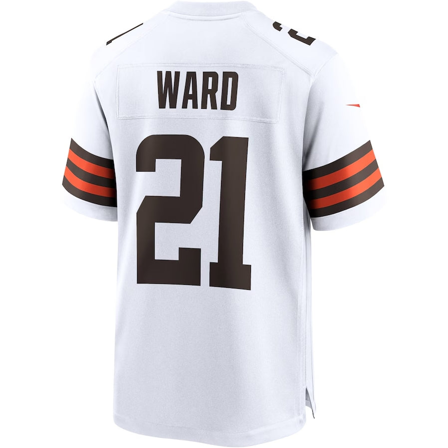 C.Browns #21 Denzel Ward White Game Stitched American Football Jerseys - Main View