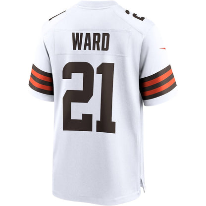 C.Browns #21 Denzel Ward White Game Stitched American Football Jerseys - Main View