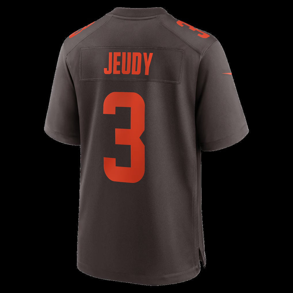 C.Browns #3 Jerry Jeudy Brown Alpha Dawg Game Stitched American Football Jerseys - Main View