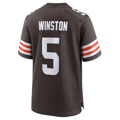 C.Browns #5 Jameis Winston Brown Team Game Stitched American Football Jerseys - Main View