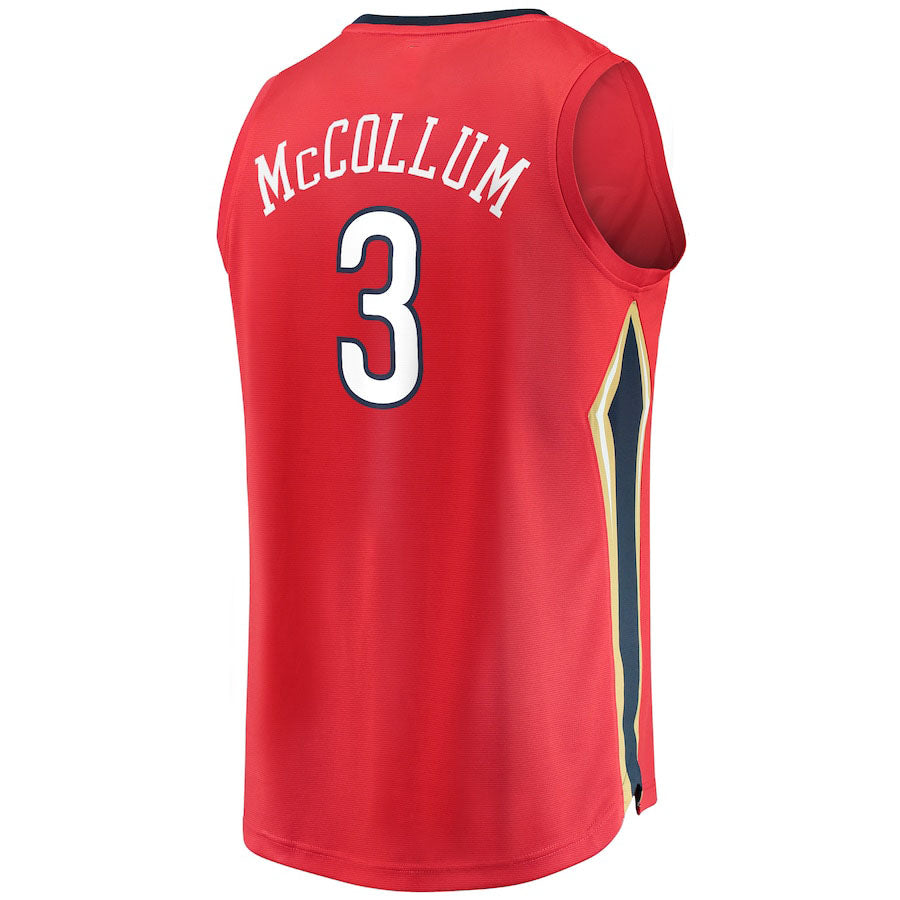 NO.Pelicans #3 C.J. McCollum Fanatics Branded 2021-22 Fast Break Replica Player Jersey Red Statement Edition Stitched American Basketball Jersey - Main View