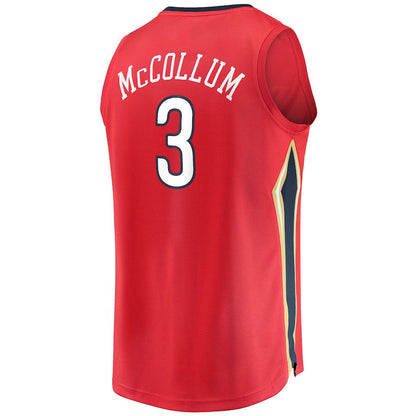 NO.Pelicans #3 C.J. McCollum Fanatics Branded 2022-23 Fast Break Replica Jersey Red Statement Edition Stitched American Basketball Jersey - Main View
