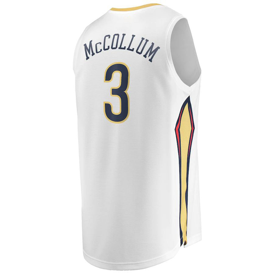 NO.Pelicans #3 C.J. McCollum Fanatics Branded 2022-23 Fast Break Replica Jersey  White Association Edition Stitched American Basketball Jersey - Main View
