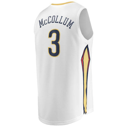 NO.Pelicans #3 C.J. McCollum Fanatics Branded 2022-23 Fast Break Replica Jersey  White Association Edition Stitched American Basketball Jersey - Main View