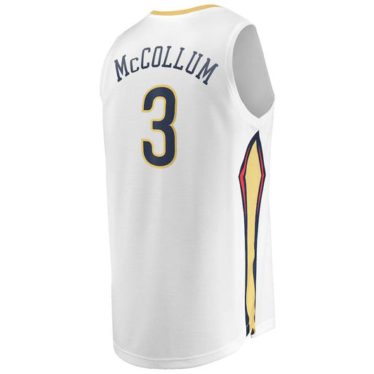 NO.Pelicans #3 C.J. McCollum Fanatics Branded 2022-23 Fast Break Replica Jersey  White Association Edition Stitched American Basketball Jersey - Main View