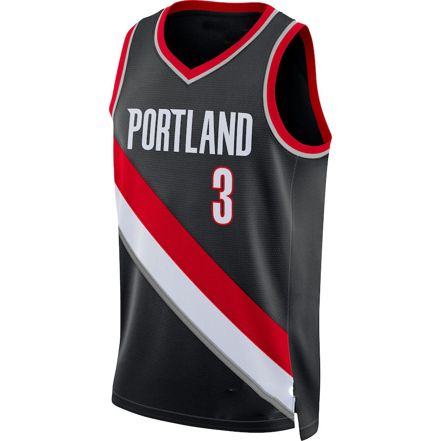 P.Trail Blazers #3 C.J. McCollum 2021-22 Diamond Swingman Jersey Icon Edition Black Stitched American Basketball Jersey - Main View