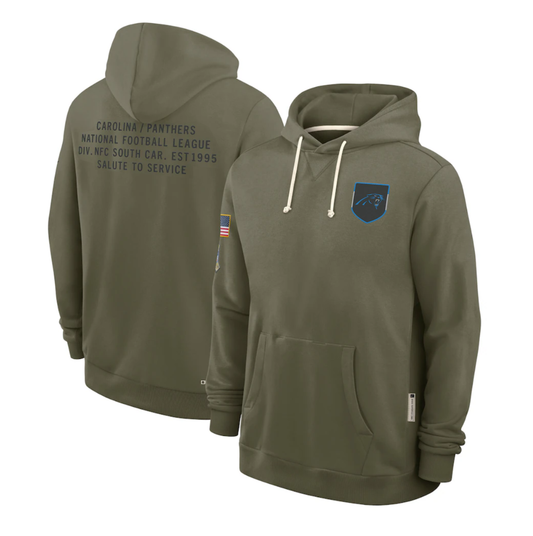 C.Panthers Olive 2025 Salute to Service Sideline Standard Issue Dri-FIT Hoodie Stitched American Football Jerseys - Main View