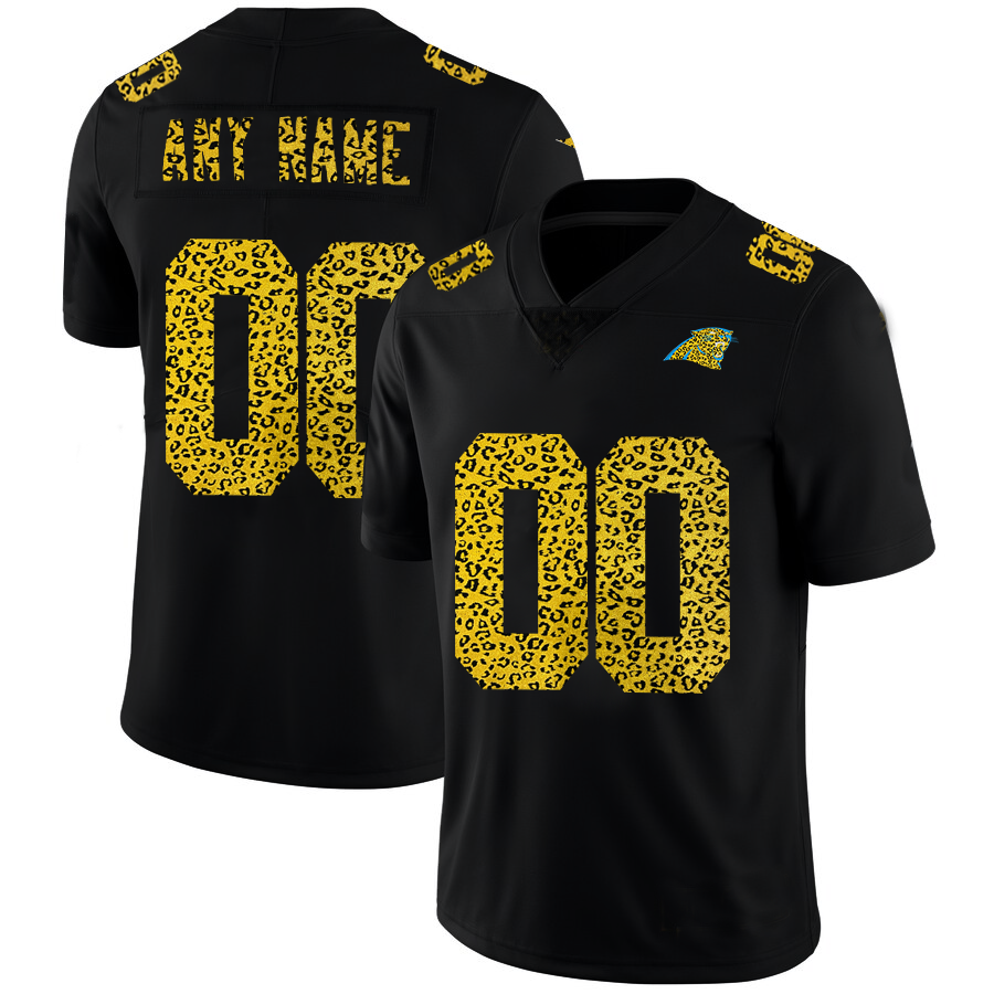 Custom C.Panthers Leopard Print Fashion Vapor Limited Jersey Black Stitched American Football Jerseys - Main View