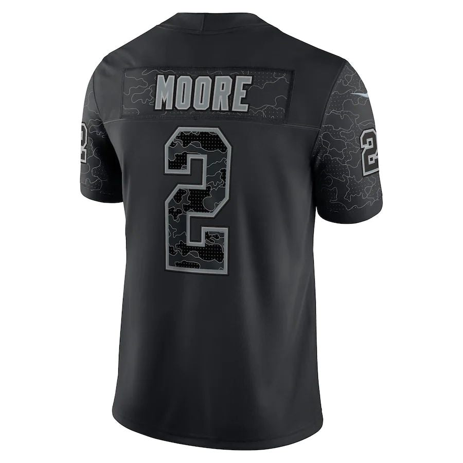 C.Panthers #2 D.J. Moore Black RFLCTV Limited Jersey Stitched American Football Jerseys - Main View