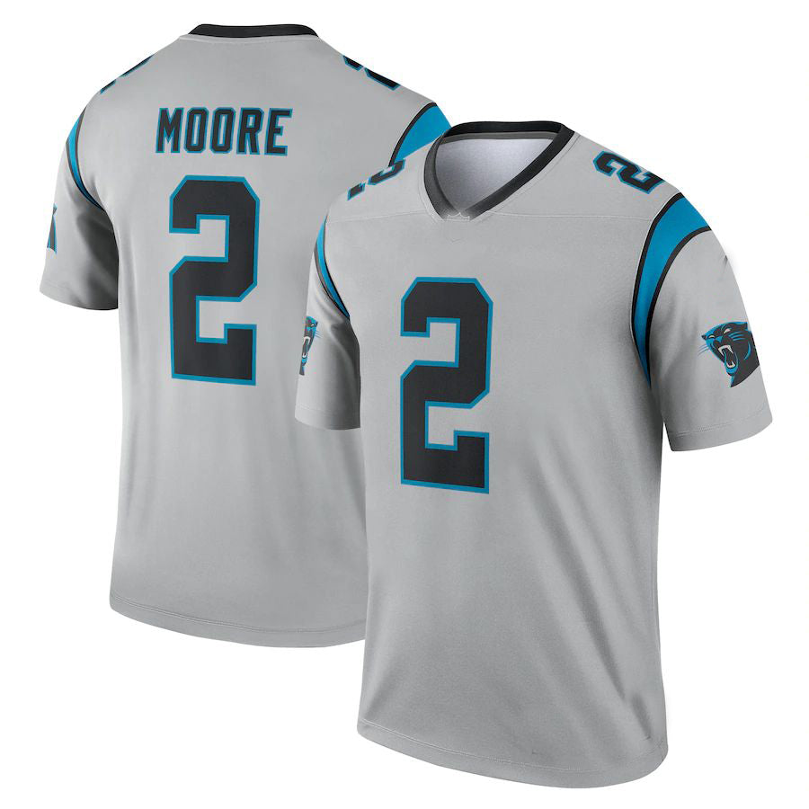 C.Panthers #2 D.J. Moore Silver Inverted Legend Jersey Stitched American Football Jerseys - Main View