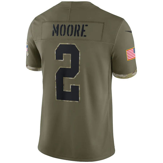 C.Panthers #2 D.J. Moore Olive 2022 Salute To Service Limited Jersey Stitched American Football Jerseys - Main View