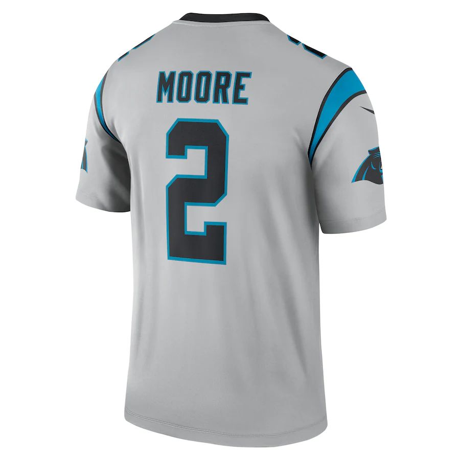 C.Panthers #2 D.J. Moore Silver Inverted Legend Jersey Stitched American Football Jerseys - Main View
