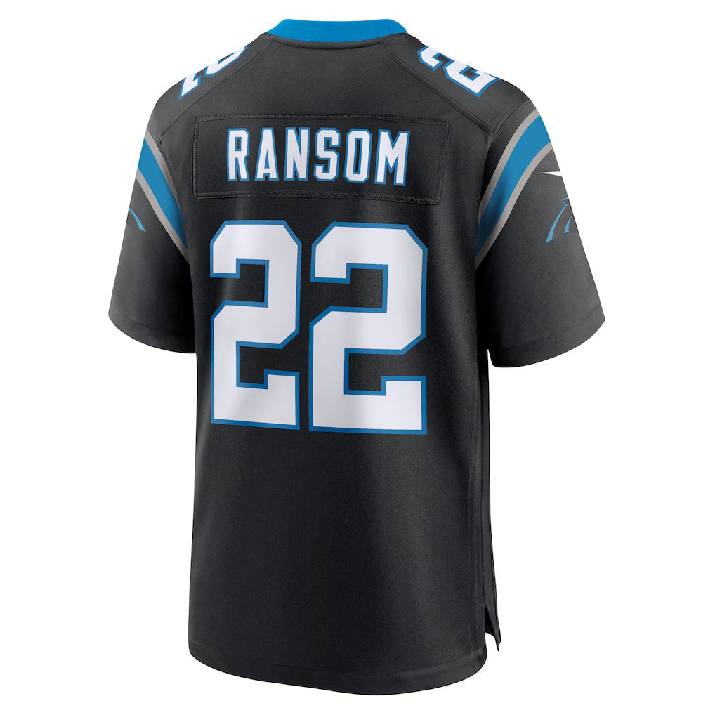 C.Panthers #22 Lathan Ransom Black Team Game Stitched American Football Jerseys - Main View