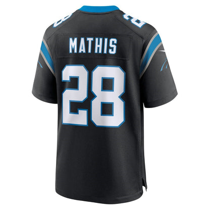 C.Panthers #28 Damarri Mathis Black Team Game Stitched American Football Jerseys - Main View