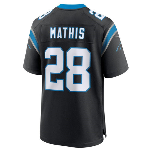 C.Panthers #28 Damarri Mathis Black Team Game Stitched American Football Jerseys - Main View