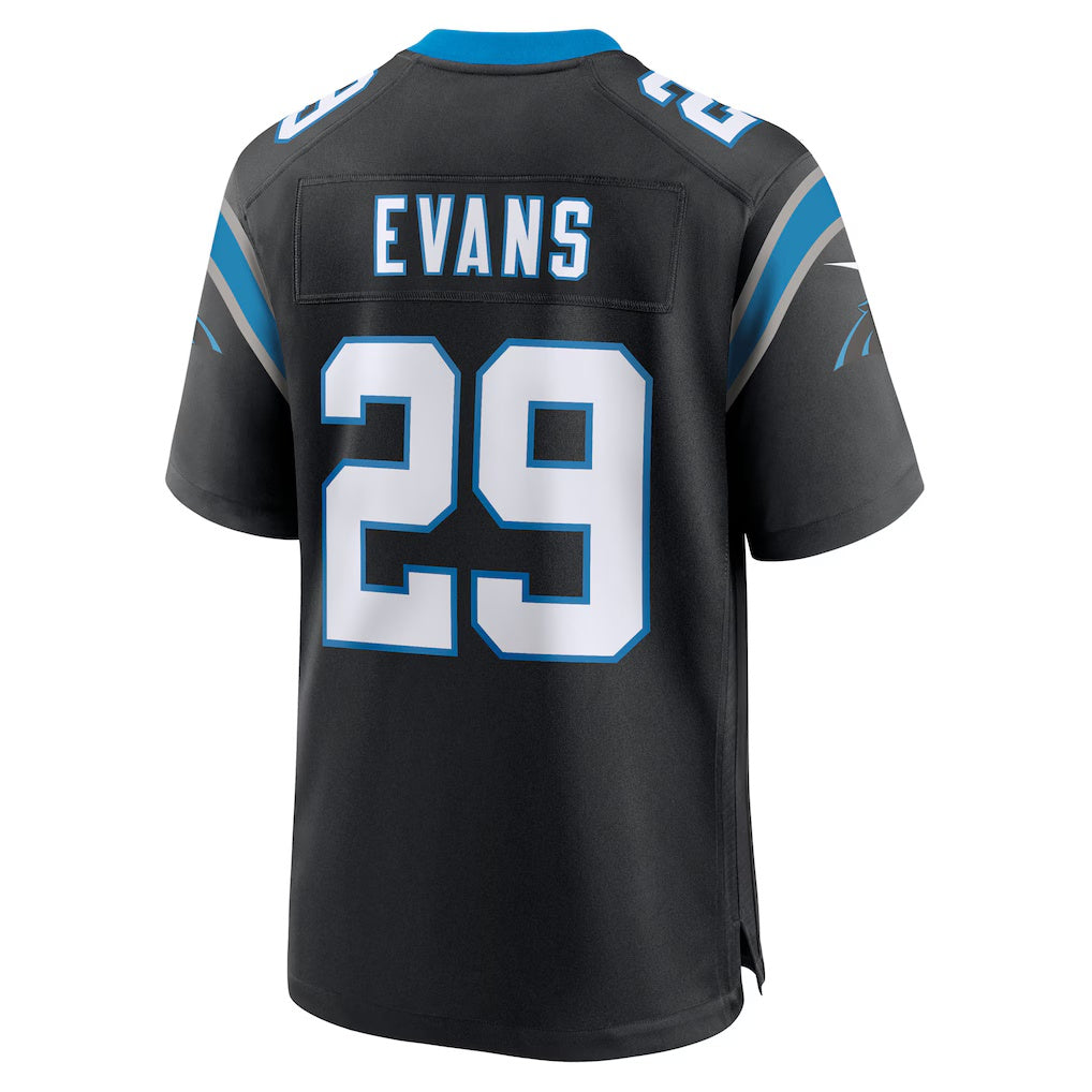 C.Panthers #29 Akayleb Evans Black Team Game Stitched American Football Jerseys - Main View