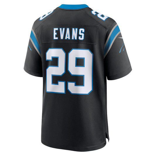 C.Panthers #29 Akayleb Evans Black Team Game Stitched American Football Jerseys - Main View