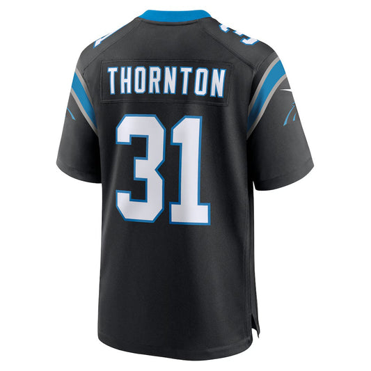 C.Panthers #31 Corey Thornton Black Team Game Stitched American Football Jerseys - Main View