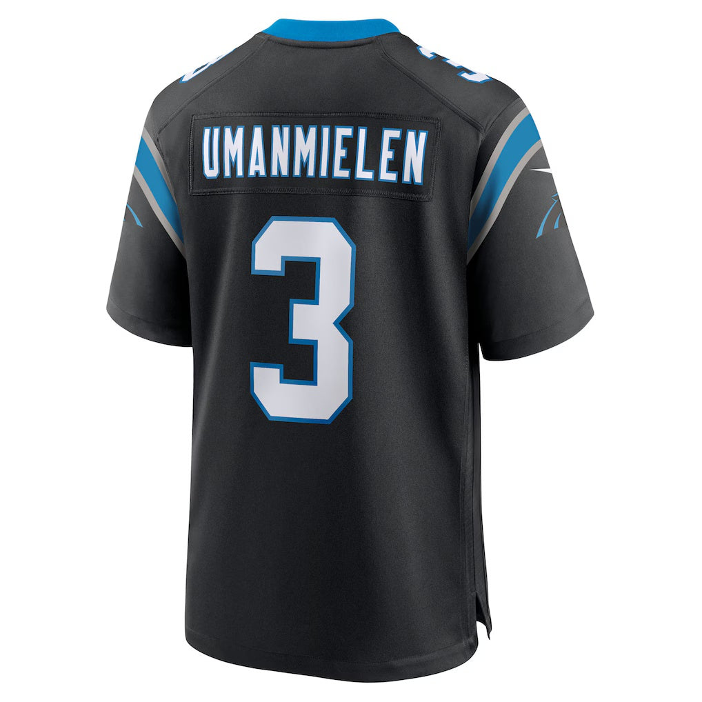 C.Panthers #3 Princely Umanmielen Black Team Game Stitched American Football Jerseys - Main View