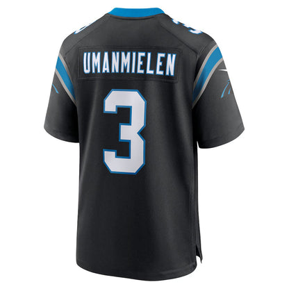 C.Panthers #3 Princely Umanmielen Black Team Game Stitched American Football Jerseys - Main View