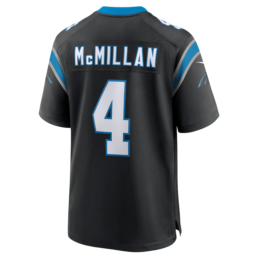 C.Panthers #4 Tetairoa McMillan Black 2025 Draft First Round Pick Game Stitched American Football Jerseys - Main View