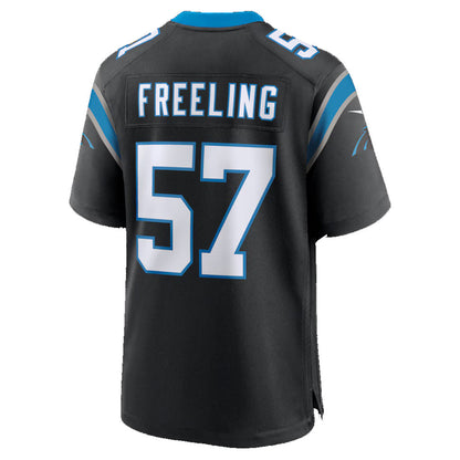 C.Panthers #57 Monroe Freeling Black 2026 Draft First Round Pick No. 19 Team Game Stitched Football American Jersey - Main View