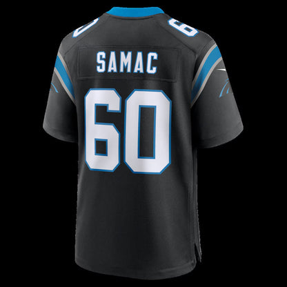 C.Panthers #60 Nick Samac Black Team Game Stitched American Football Jerseys - Main View