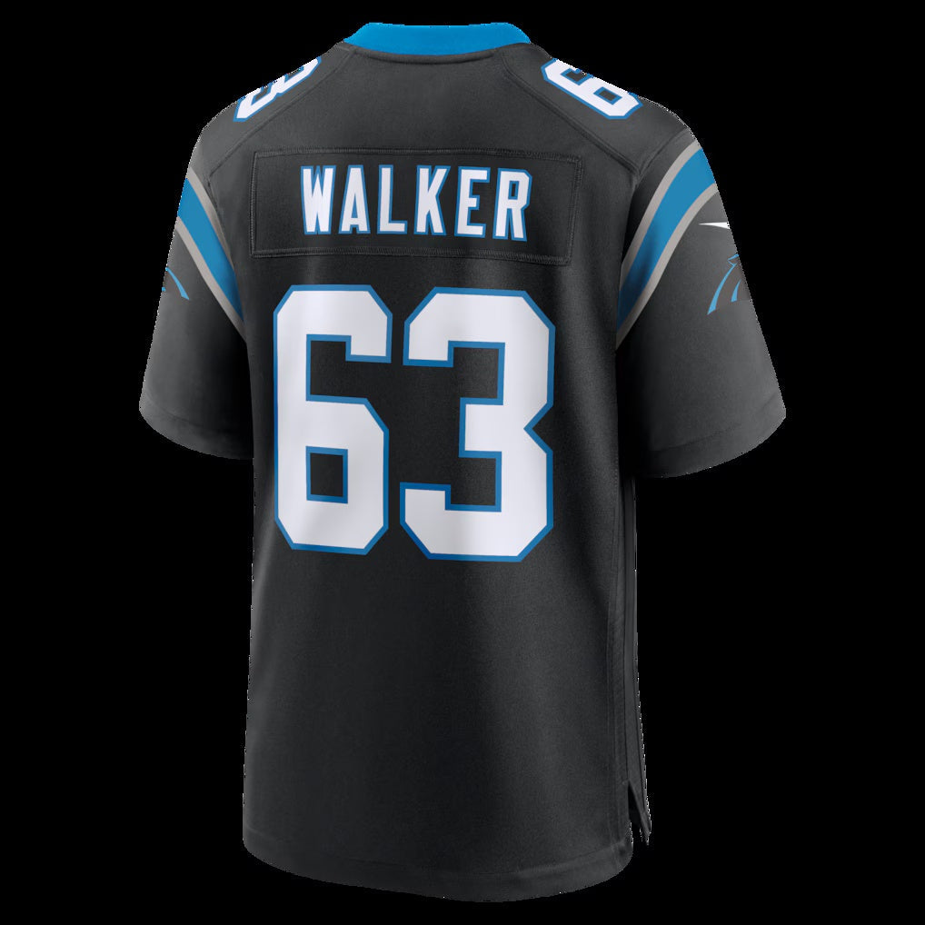 C.Panthers #63 Rasheed Walker Black Team Game Stitched American Football Jerseys - Main View