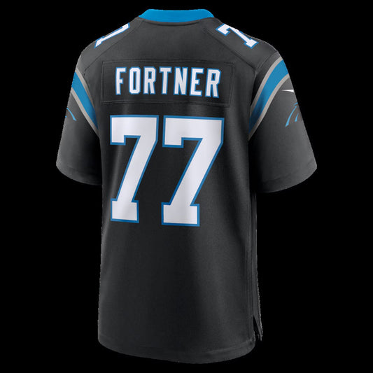 C.Panthers #77 Luke Fortner Black Team Game Stitched American Football Jerseys - Main View