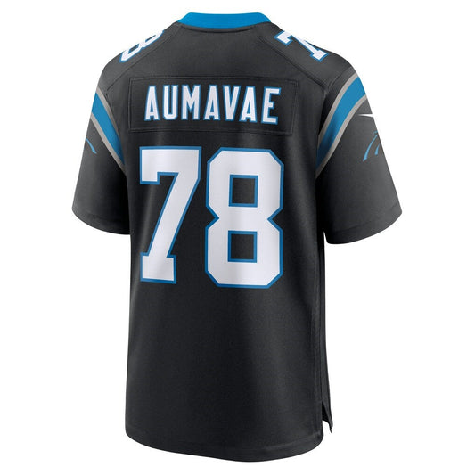 C.Panthers #78 Popo Aumavae Black Team Game Stitched American Football Jerseys - Main View