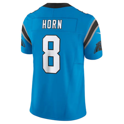 C.Panthers #8 Jaycee Horn Blue Vapor F.U.S.E. Limited Stitched American Football Jerseys - Main View