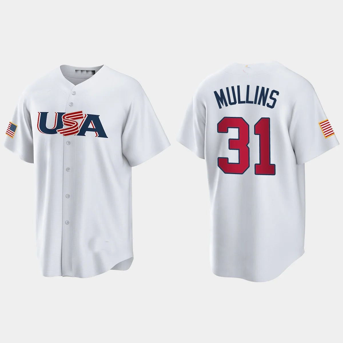 #31 CEDRIC MULLINS BALTIMORE ORIOLES 2023 WORLD BASEBALL CLASSIC USA REPLICA JERSEY ¨C WHITE Stitches Baseball Jerseys - Main View