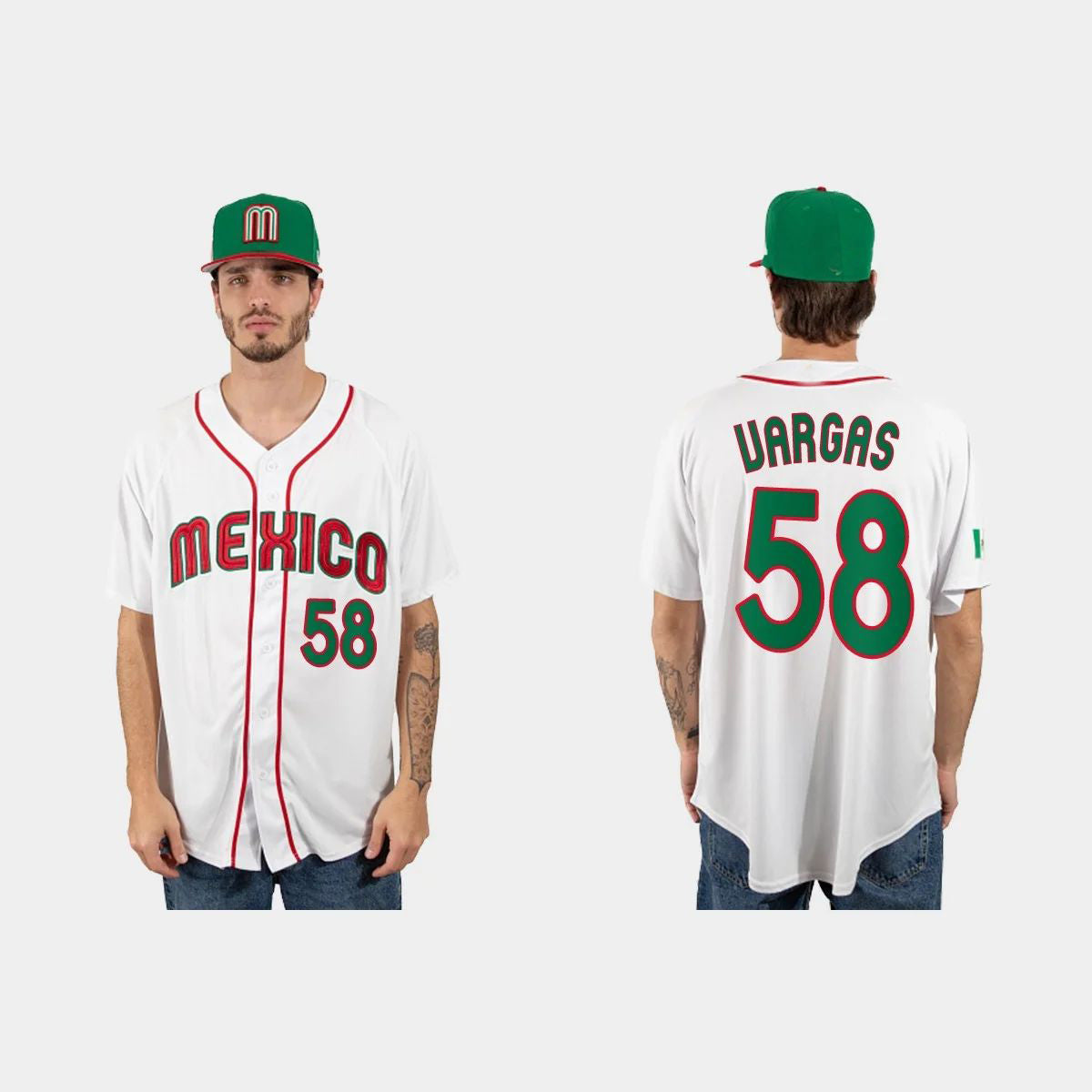 #58 CESAR VARGAS MEXICO BASEBALL 2023 WORLD BASEBALL CLASSIC JERSEY ¨C WHITE Stitches Baseball Jerseys - Main View