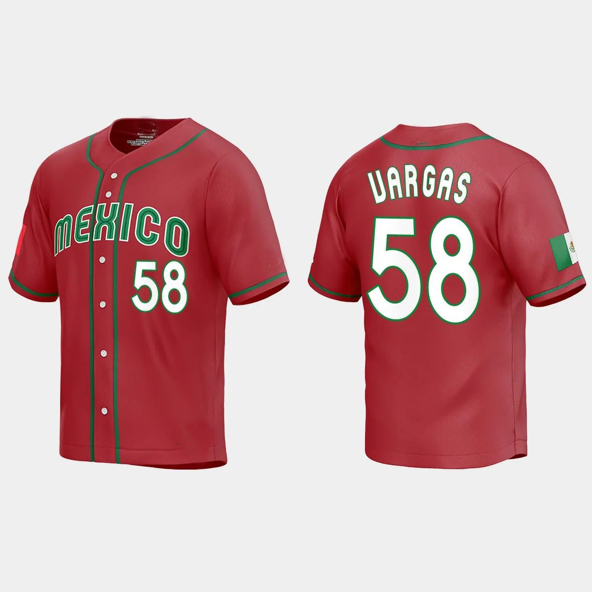 #58 CESAR VARGAS MEXICO BASEBALL 2023 WORLD BASEBALL CLASSIC REPLICA JERSEY ¨C RED Stitches Baseball Jerseys - Main View