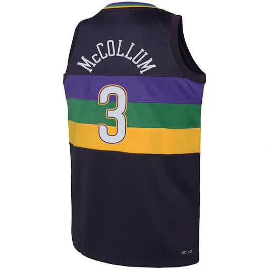 NO.Pelicans #3 C.J. McCollum Swingman Jersey City Edition Purple Stitched American Basketball Jersey - Main View
