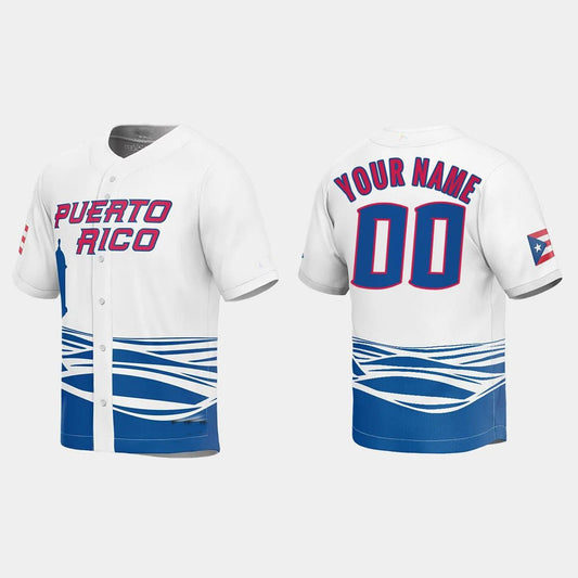 CUSTOM PUERTO RICO BASEBALL 2023 WORLD BASEBALL CLASSIC JERSEY  WHITE Stitches Baseball Jerseys - Main View