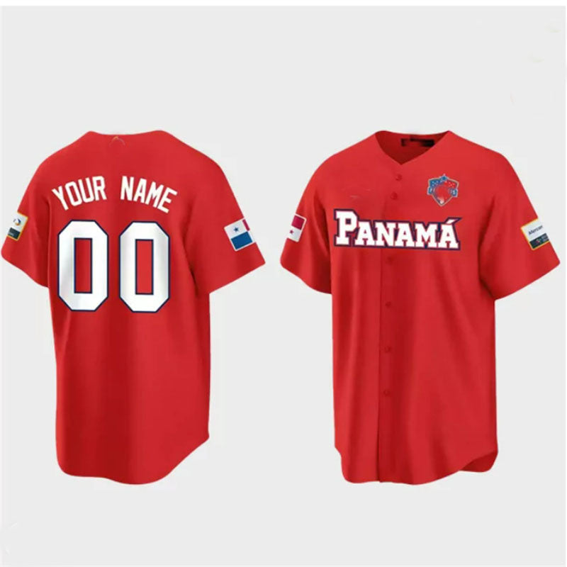 Custom Panama Baseball 2023 World Baseball Classic Jersey Men Women Youth ¨C Red Stitches Baseball Jerseys - Main View