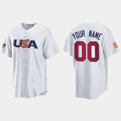 CUSTOM USA 2023 WORLD BASEBALL CLASSIC REPLICA JERSEY WHITE Stitches Baseball Jerseys - Main View