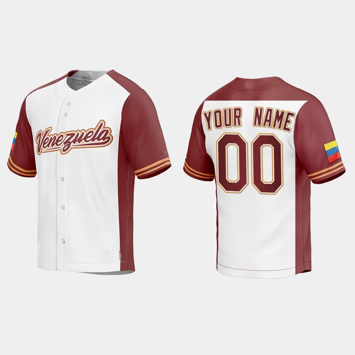 CUSTOM VENEZUELA BASEBALL 2023 WORLD BASEBALL CLASSIC REPLICA JERSEY WHITE Stitches Baseball Jerseys - Main View