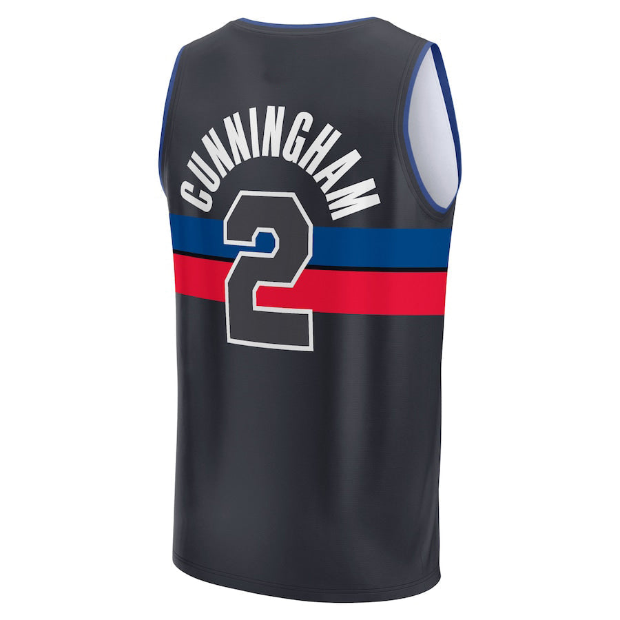 D.Pistons #2 Cade Cunningham Fanatics Branded 2022-23 Fast Break Player Jersey Black Statement Edition Stitched American Basketball Jersey - Main View