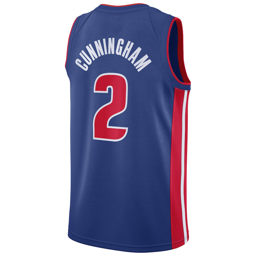 D.Pistons #2 Cade Cunningham 2021 Draft First Round Pick Swingman Jersey Blue Icon Edition Stitched American Basketball Jersey - Main View