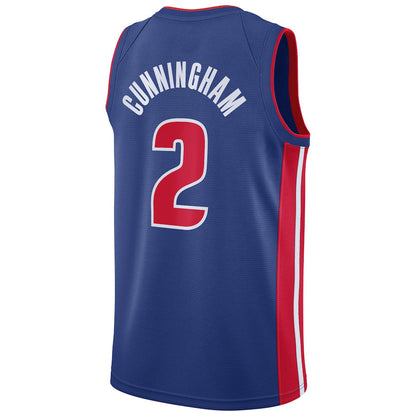 D.Pistons #2 Cade Cunningham 2021 Draft First Round Pick Swingman Jersey Blue Icon Edition Stitched American Basketball Jersey - Main View