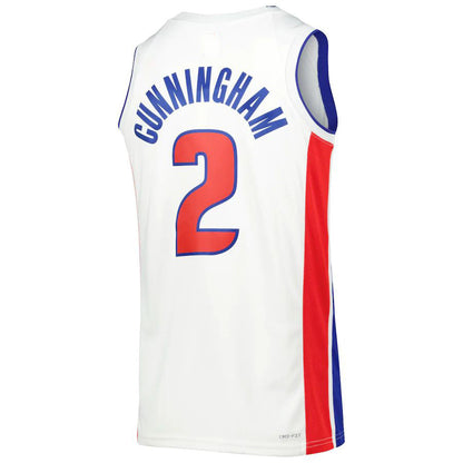 D.Pistons #2 Cade Cunningham Unisex 2022-23 Swingman Jersey White Association Edition Stitched American Basketball Jersey - Main View