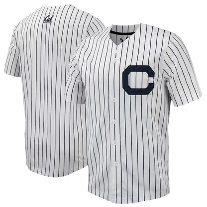 C.Bears Pinstripe Replica Full-Button Baseball Jersey - White Navy American College Jerseys - Main View