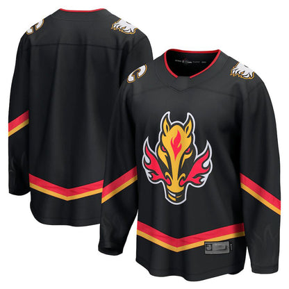 C.Flames Fanatics Branded Alternate Premier Breakaway Jersey  Black Stitched American Hockey Jerseys - Main View