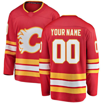 Custom C.Flames Fanatics Branded Home Breakaway Red Stitched American Hockey Jerseys - Main View