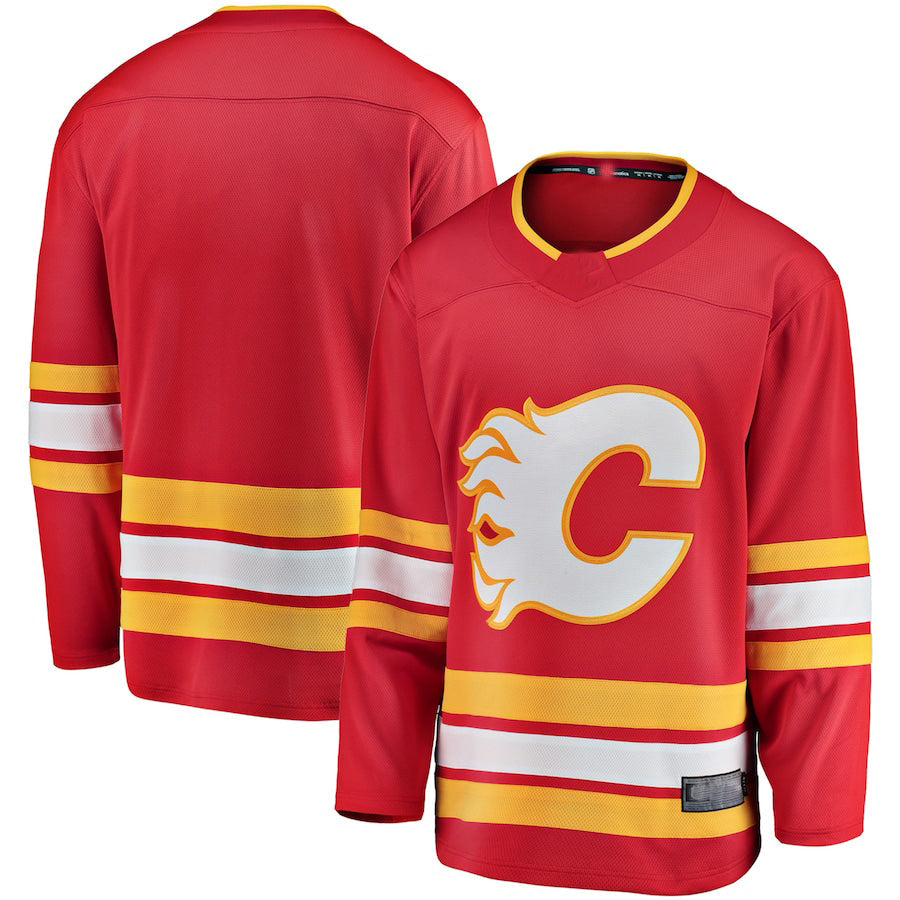 C.Flames Fanatics Branded Home Breakaway Jersey Red Stitched American Hockey Jerseys - Main View